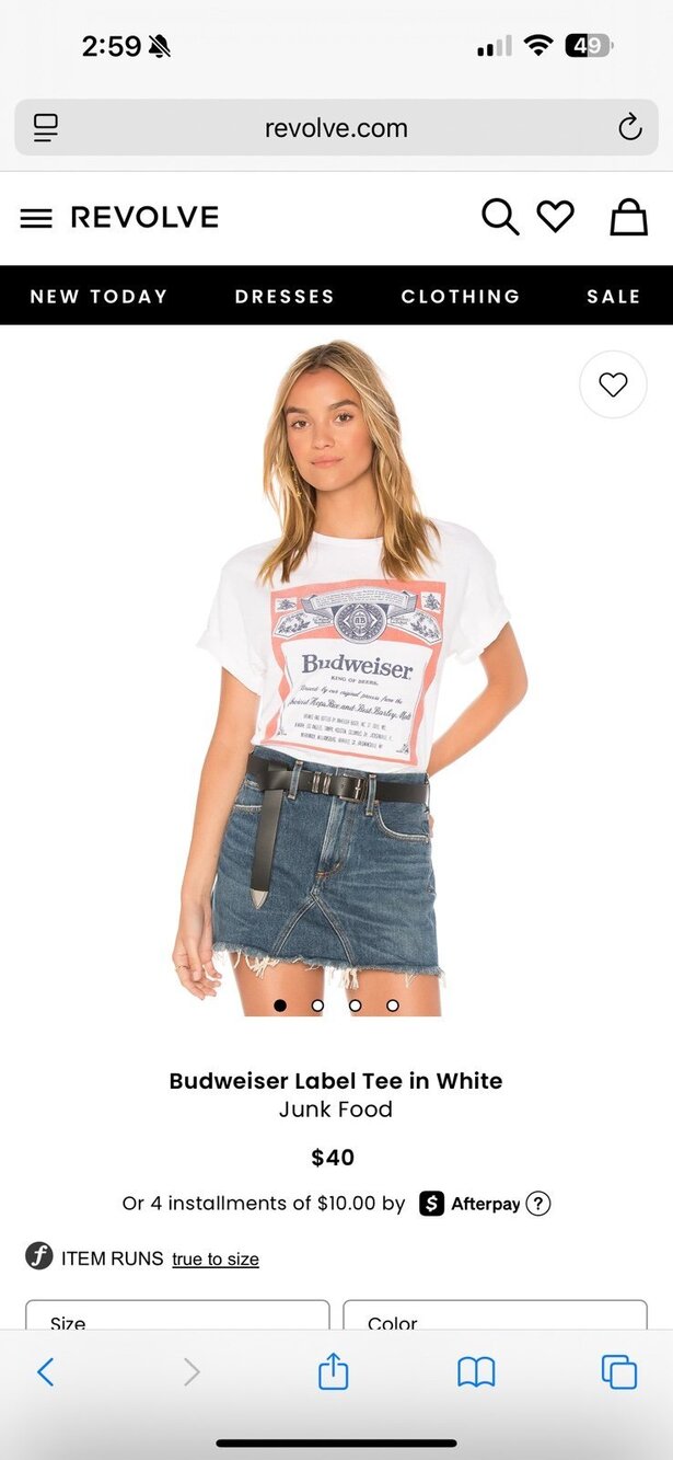 Junk Food Budweiser Graphic Tee White Vintage Style T-Shirt